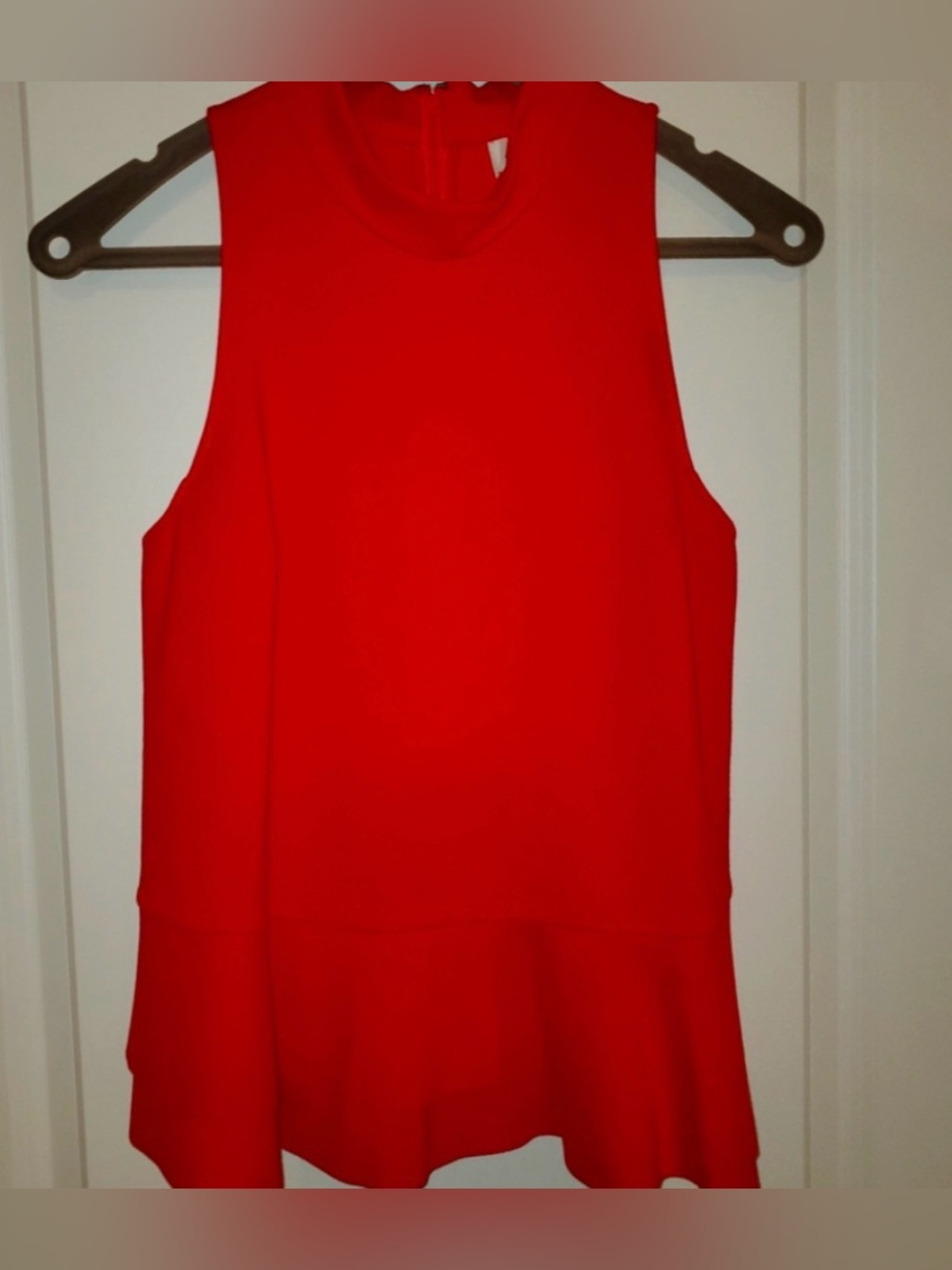 NWT Anthropologie Red Sleeveless Mock Neck Peplum Top, M
